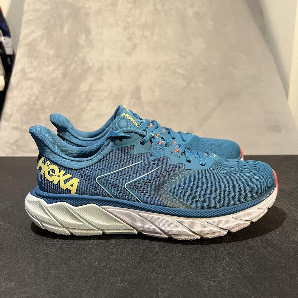 Hoka One One Arahi 5 Shoes Womens 9.5 Mosaic Blue Mesh Stability Running Sneaker